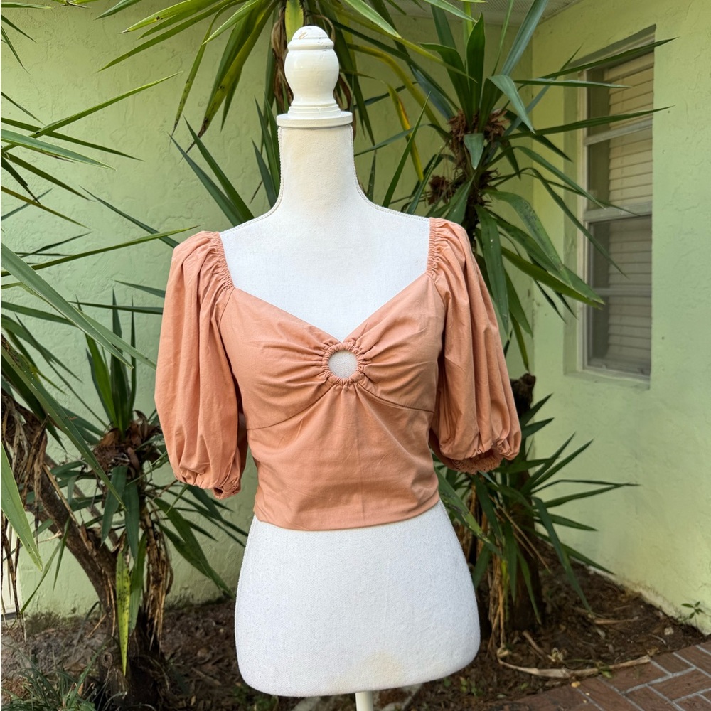 Abercrombie & Fitch Puff Sleeve Bustier Crop Top
